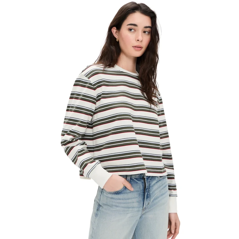 Joe's Jeans The Long Sleeve Boxy Tee Ivy Multi Stripe XS