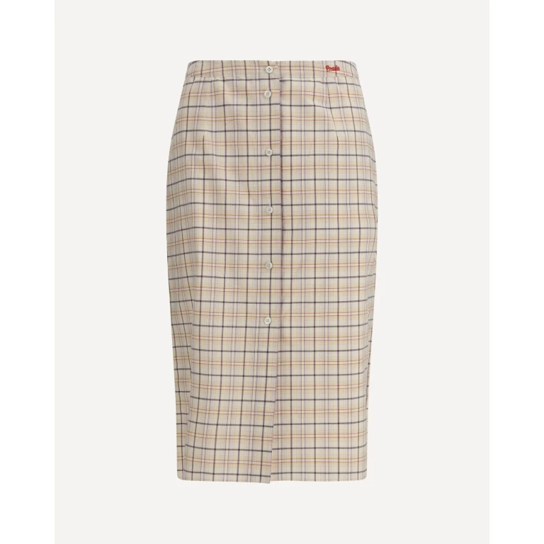 PRADA Checked Cotton Poplin Pencil Skirt Female 40