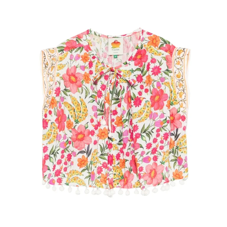 Farm Rio Floral Pom-pom Top
