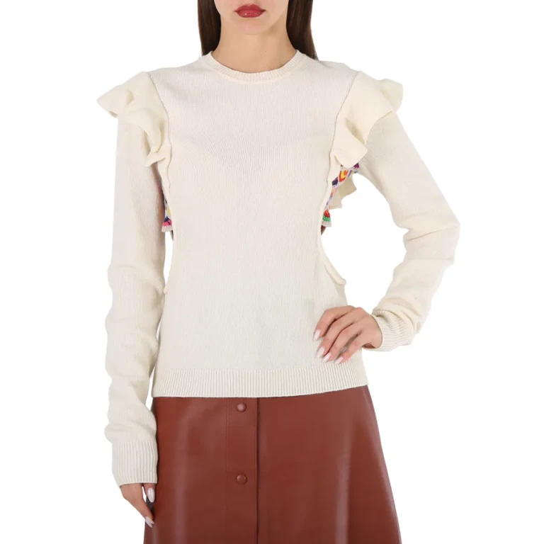 Chloe Ladies Multicolor Ruffled Crochet Sweater