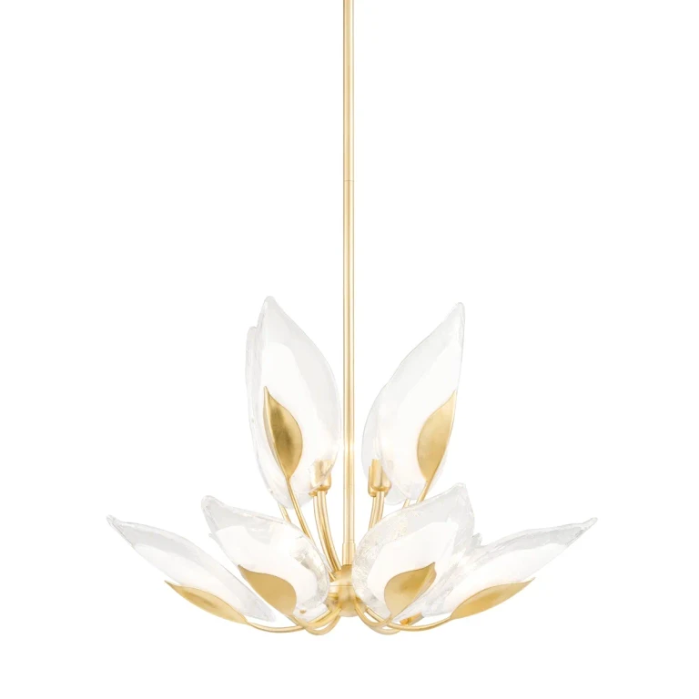 Gold Leaf Ten Light Chandelier from the Blossom Collection