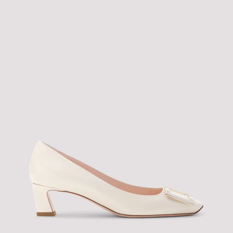 Roger Vivier Trompette 45 Pumps White Leather Shoe - Women