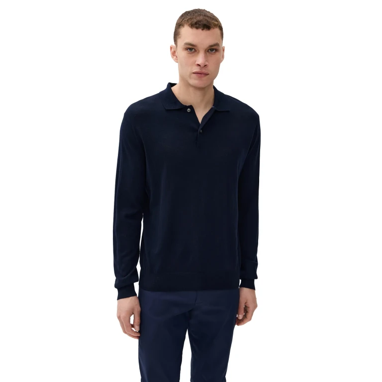 Greyson Saratoga Merino Long Sleeve Polo Sweater Maltese Blue XL