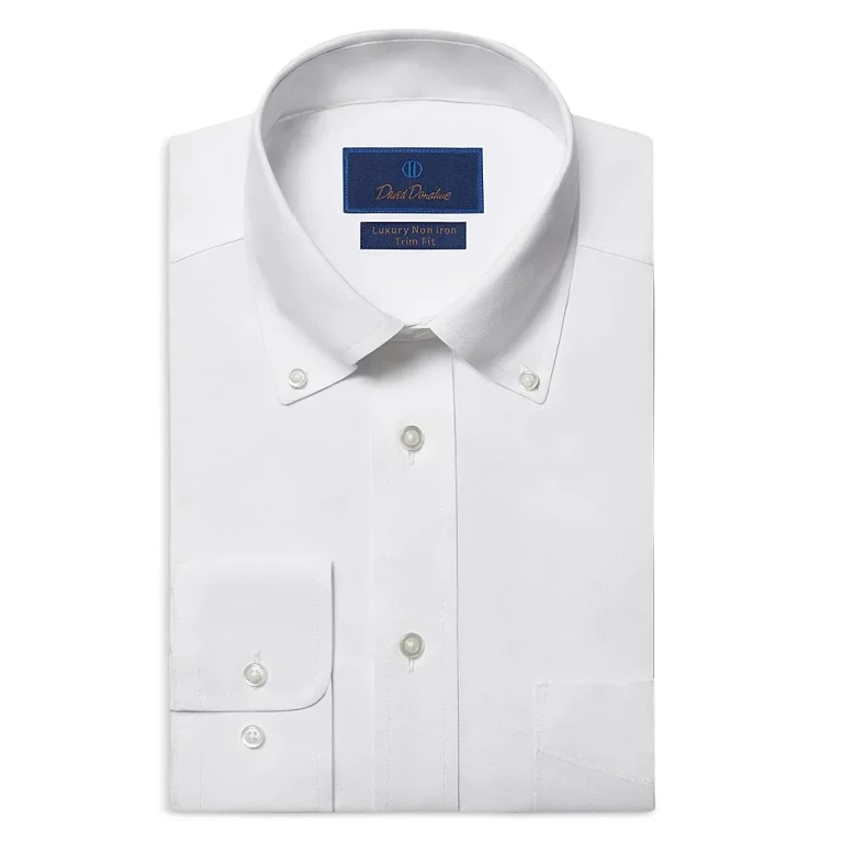 David Donahue Trim Fit Pinpoint Oxford Non Iron Dress Shirt