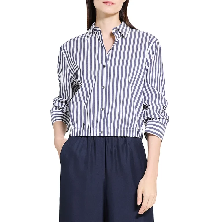 Theory Crop Button Front Shirt