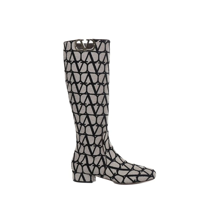 Valentino Garavani Garavani Vlogo Type Boots Beige Fabric - Women