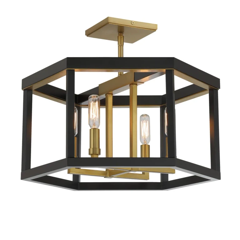 Coal And Soft Brass Semi Flush Mount from the Union Estates Collection