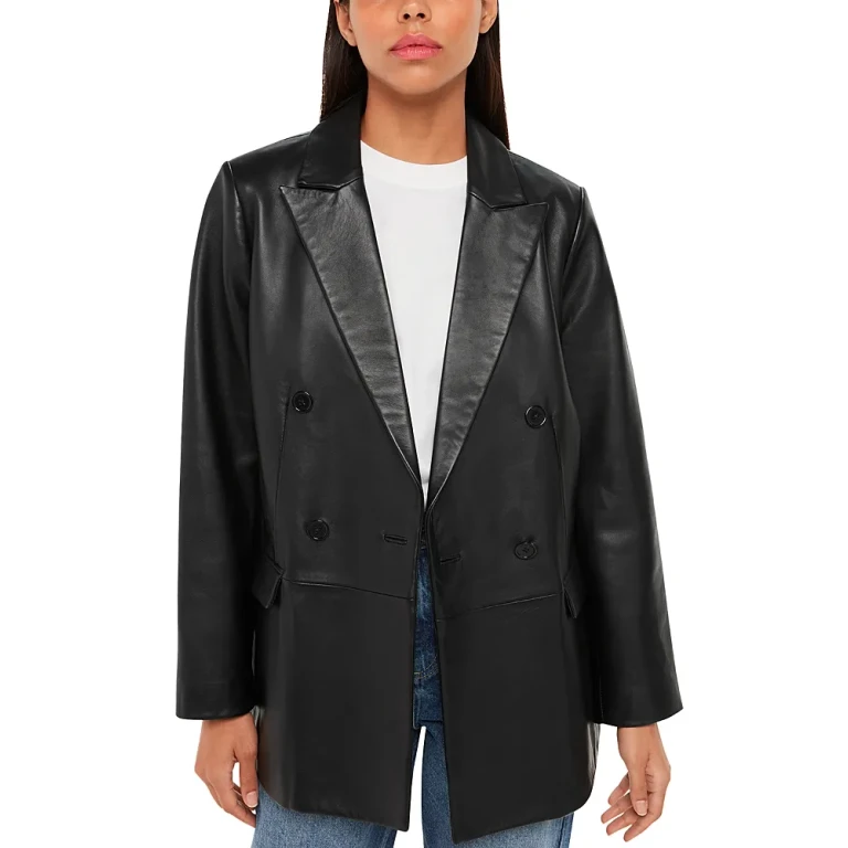 Whistles Aliza Waisted Leather Blazer