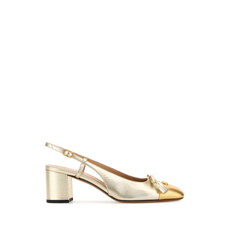 Valentino Garavani Gold Leather Vlogo Signature Pumps