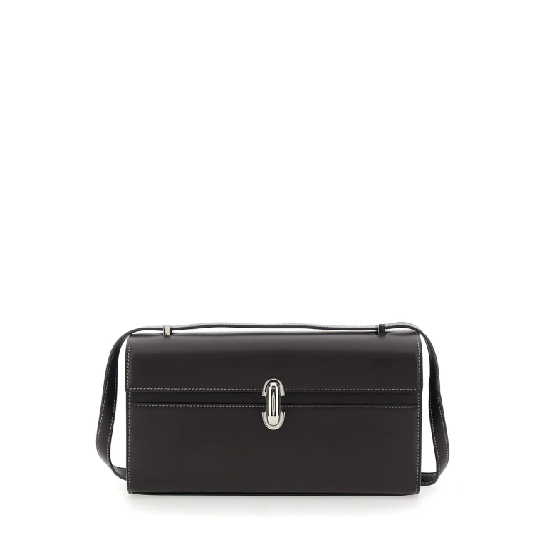 Savette Shoulder Bag simmetry With Top Strap And Turn Lock Closure In Brown Leather For Women