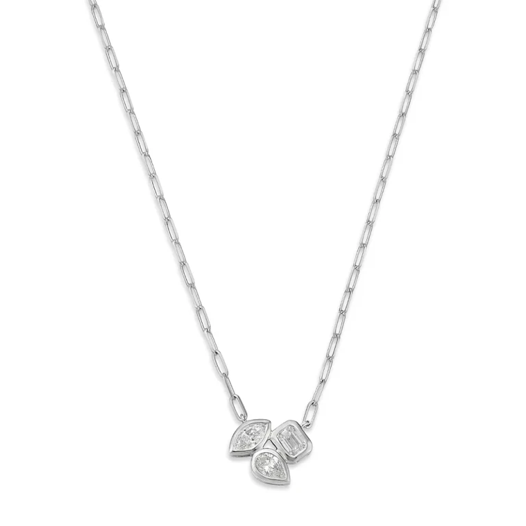 Luxe Collection Certified Lab Grown Diamond Mixed Cut Cluster Pendant Necklace in 14K Gold, 0.50 tcw