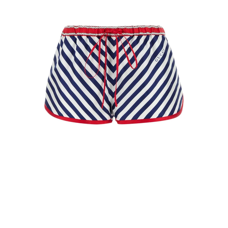 Gucci Printed Silk Shorts Blue/red/mc Exterior - Women