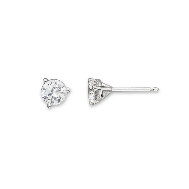 Certified Diamond Stud Earrings in 18K White Gold, 0.50 tcw