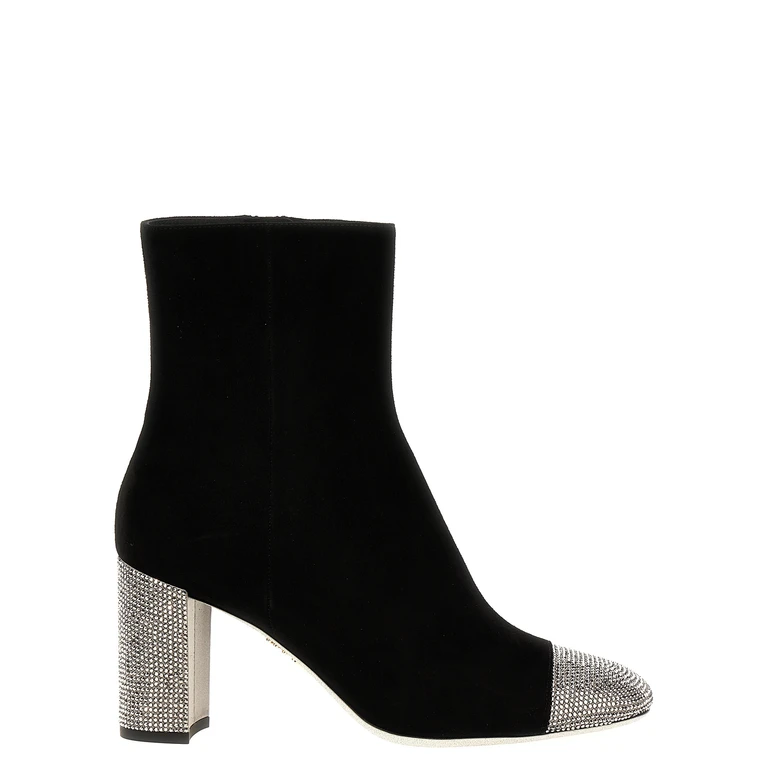 Rene Caovilla Black Leather Ankle Boots - Women