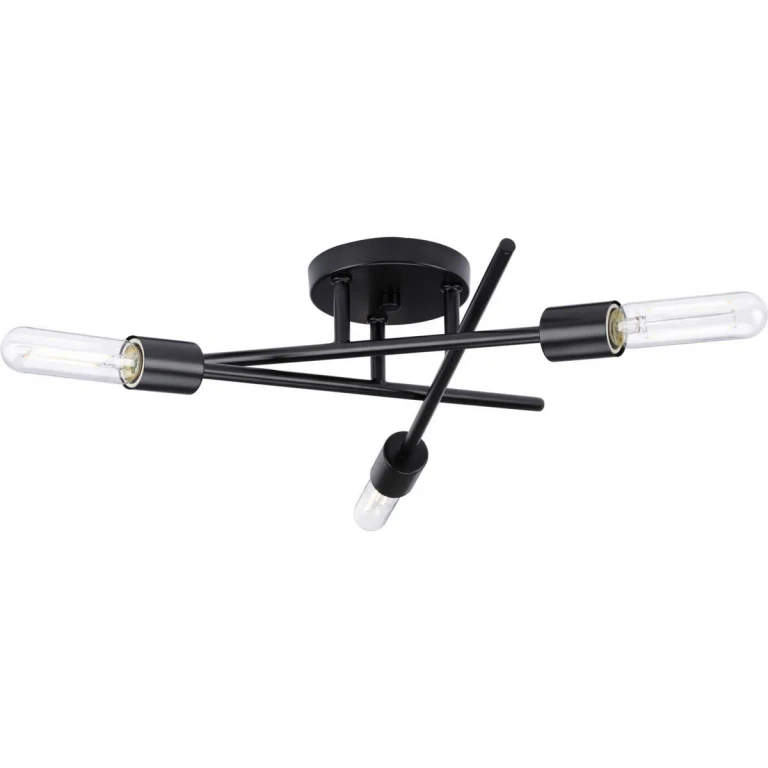 Matte Black Three Light Semi Flush Mount from the Astra Collection