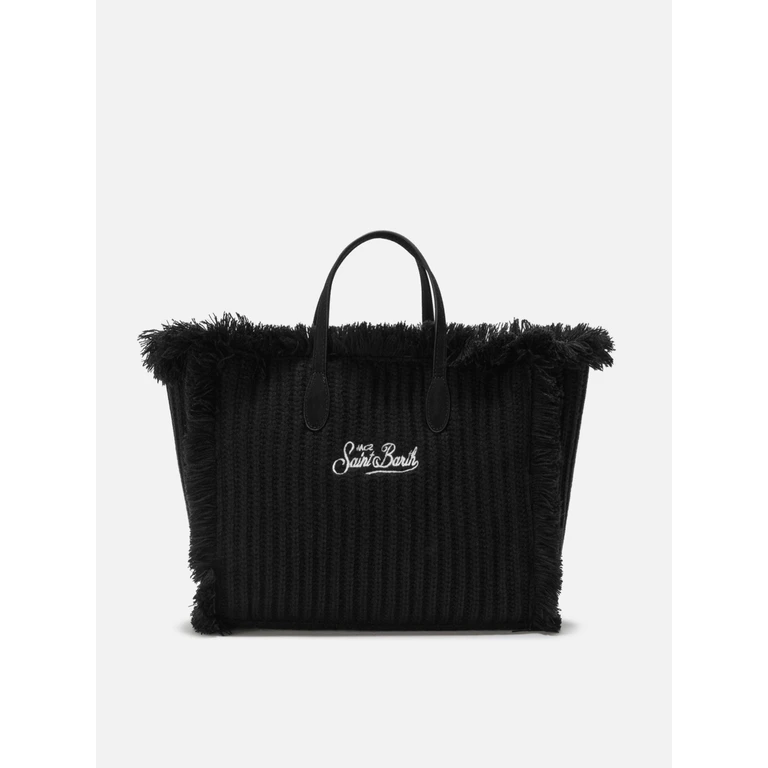 Mc2 Saint Barth Colette Wool Rib Handbag Black Braided Effect Bag - Unisex