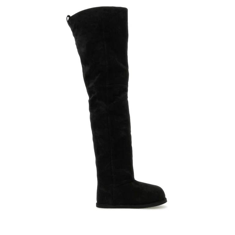 Amina Muaddi Black Suede Heidi Over-the-knee Boots