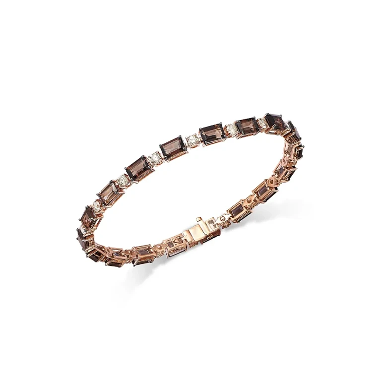Smokey Quartz & Champagne Diamond Bracelet in 14K Rose Gold