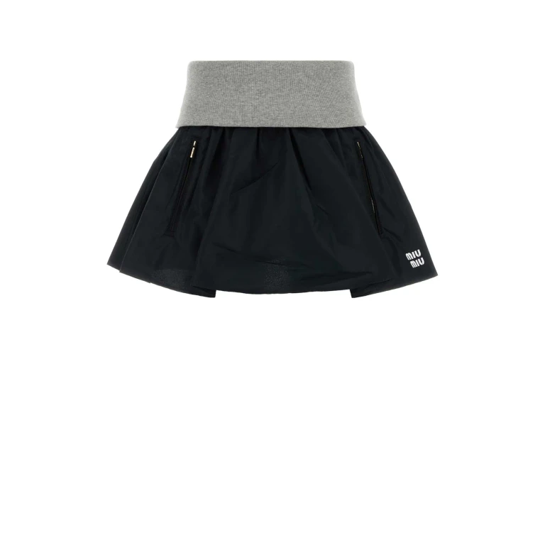 Miu Miu Navy Blue Tech Fabric Mini Skirt