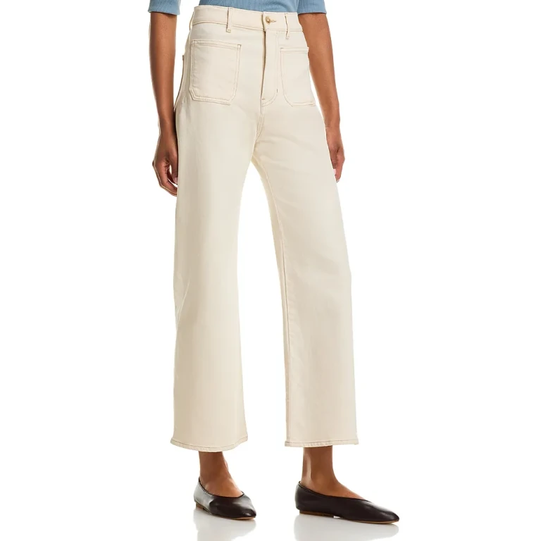 Veronica Beard Grant High Rise Wide Leg Jeans in Ecru