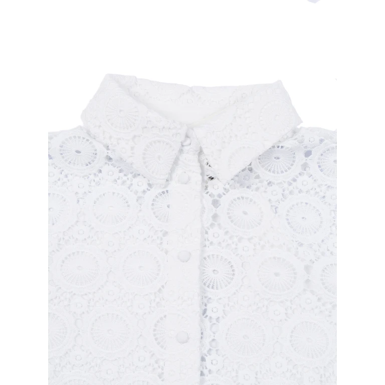 Twin Set Girl MACRAME SHIRT White Polyester Top Cotton