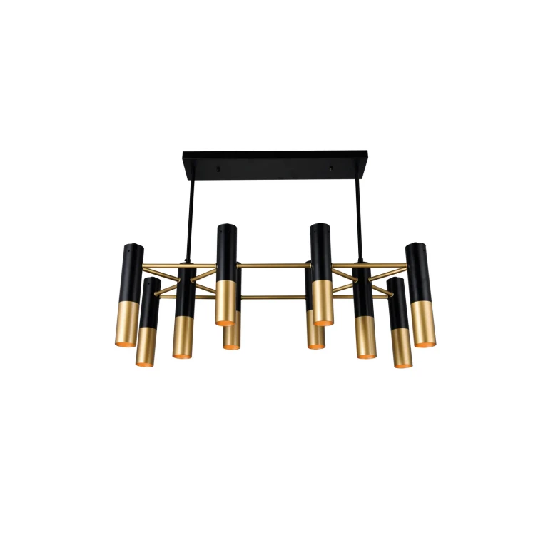 Matte Black & Satin Gold Ten Light Chandelier from the Anem Collection