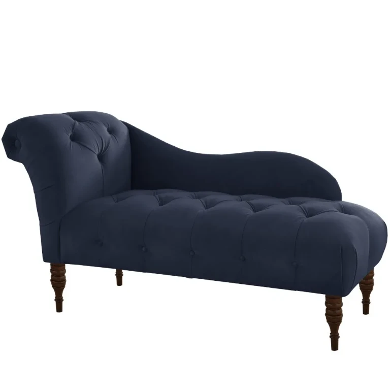 Carmen Velvet Navy Single Arm Chaise - Skyline Furniture