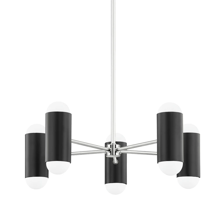 Polished Nickel Soft Black Ten Light Chandelier from the Kira Collection