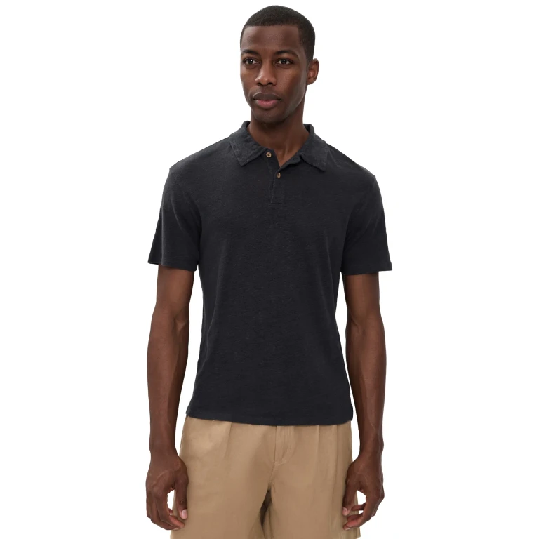 Alex Crane Linen Knit Polo Bone M