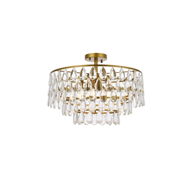 Brass Five Light Flush Mount from the Mila Collection