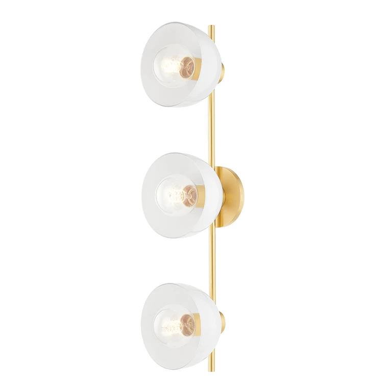 Aged Brass Three Light Bath and Vanity from the Belle Collection