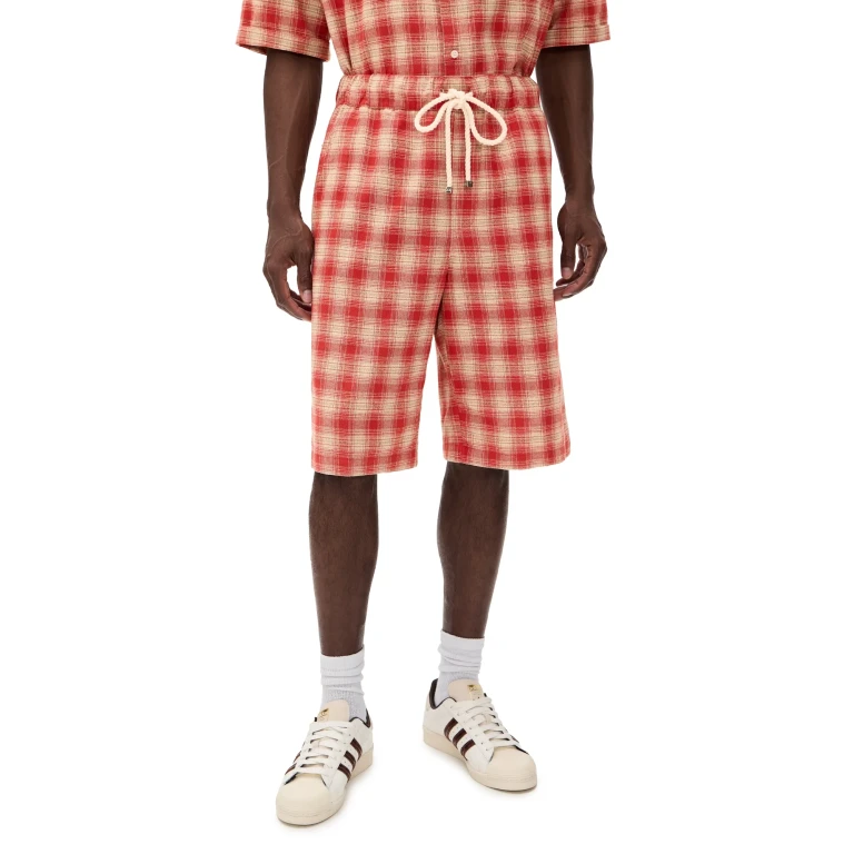 Nahmias Plaid Relaxed Shorts Cherry Plaid Flannel S