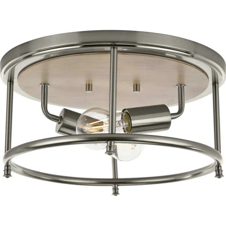 Brushed Nickel Two Light Flush Mount from the Durrell Collection