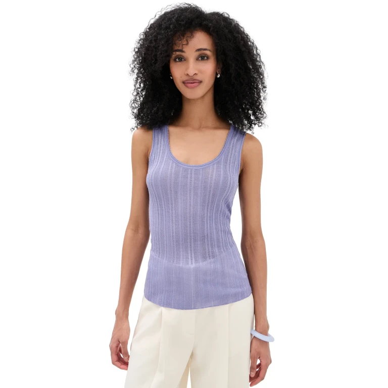 Theory Scoop Pointelle Tank Lavender Glow M