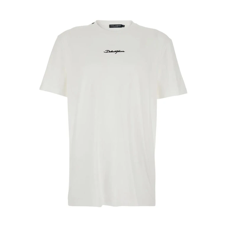 Emporio Armani White Crew Neck T-shirt With Front Logo In Cotton For Men