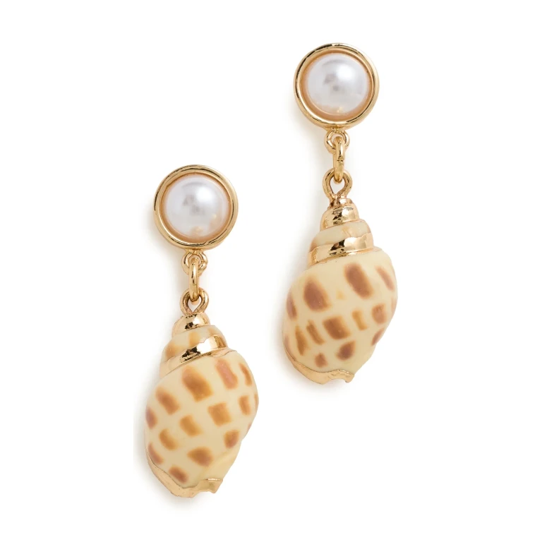 Kenneth Jay Lane Shell Drop Pierced Earrings Pearl/Shell One Size