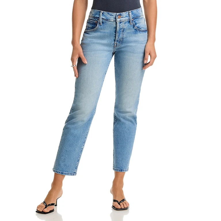 Mother Lil High Rise Hiker Hover Jeans in Fight For Your Right