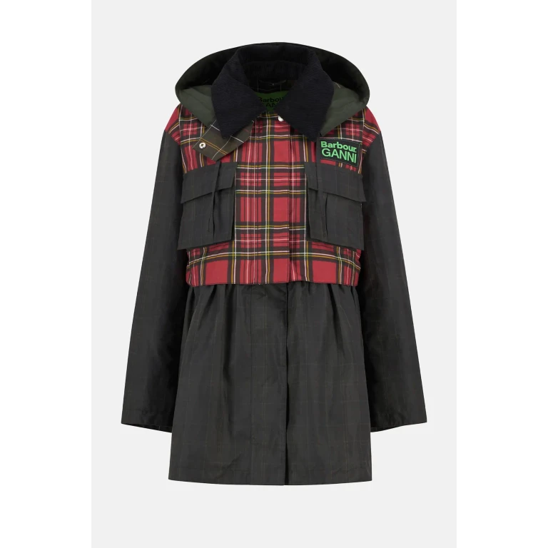 Barbour X Ganni Tartan Peplum Wax