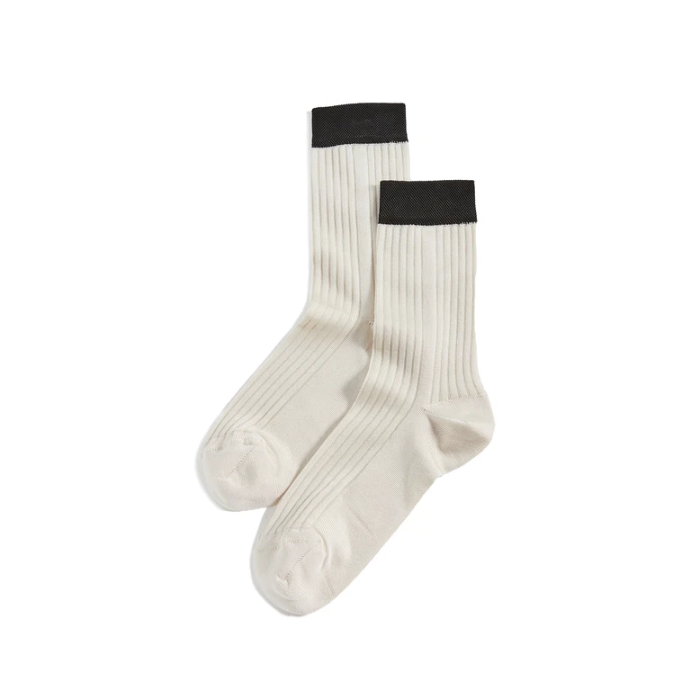 Stems Blocked Rib Socks Ivory/Black One Size