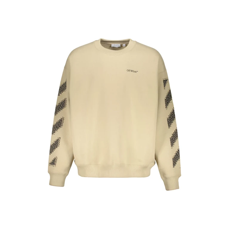 Off-White Beige Sweatshirt With Diagonal Stripes