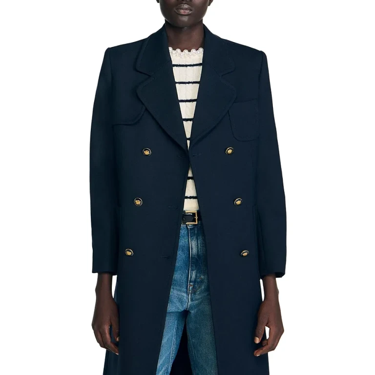 Sandro Long Double Breasted Coat