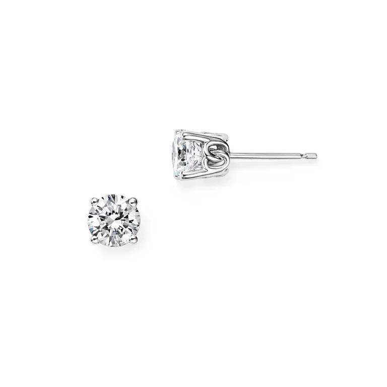 Diamond Stud Earrings in 14K White Gold, 1.0 tcw