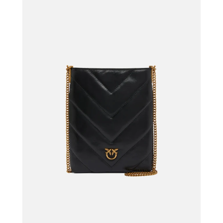 Pinko - Pochette plate porté épaule en cuir à chevrons