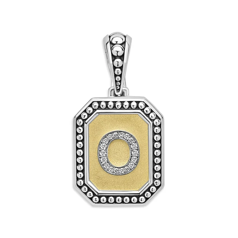 Lagos Signature Caviar Sterling Silver & 18K Yellow Gold Octagon Diamond A Initial Charm, 0.05 tcw