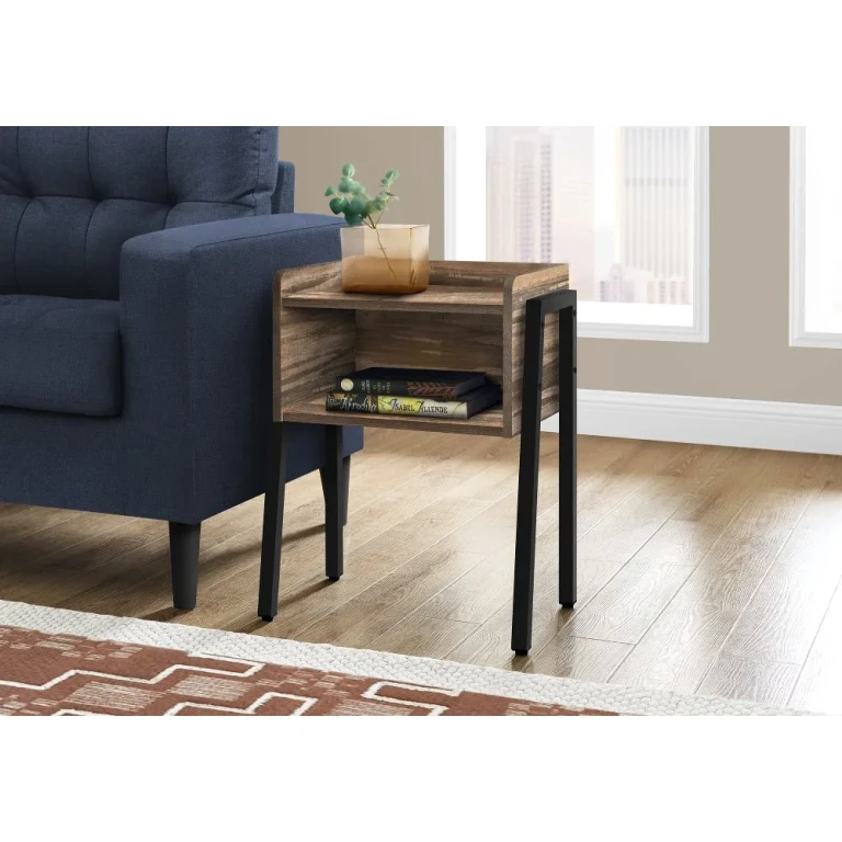Industrial Brown Reclaimed Wood Storage Cubby Accent Table