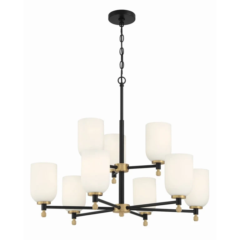 Flat Black Satin Brass Chandelier from the Council Collection