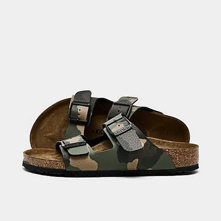 Birkenstock Little Kids Arizona Desert Birko-Flor Sandals in Camo Khaki Size: 29