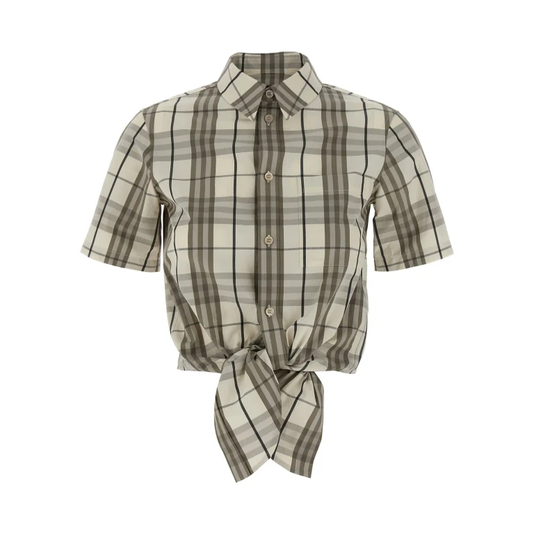 Burberry Check Cotton Cropped Shirt