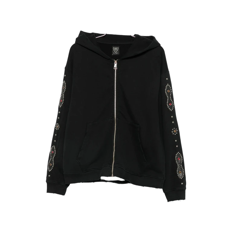Htc Stud-embellished Zip-up Hoodie