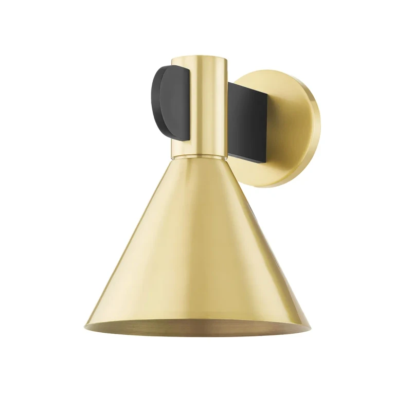 Aged Brass One Light Wall Sconce from the Cranston Collection